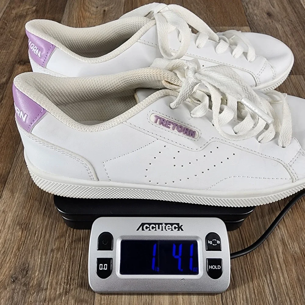 Tretorn White‎ Purple Accent Sneakers Women's Size 7.5 Casual Tennis Shoes